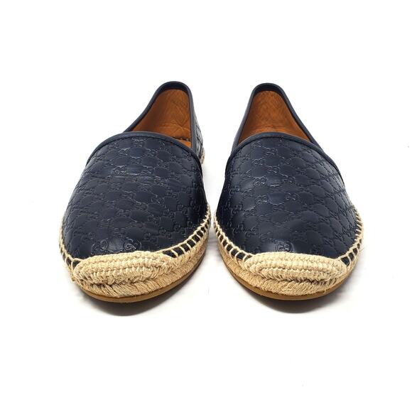 Gucci Microguccissima Signature Espadrilles Leather Black Spain Size 37.5 US 7.5 - Picture 6 of 14